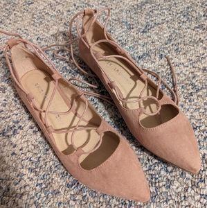 NWOB Chinese Laundry Endless Summer Ghillie Flat 7 - Rose Suede